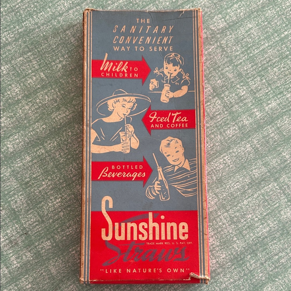 Vintage 1947 Sunshine Straws Open Box